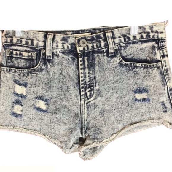 🔴Distressed style micro shorty Acid Wash shorts - Picture 1 of 13